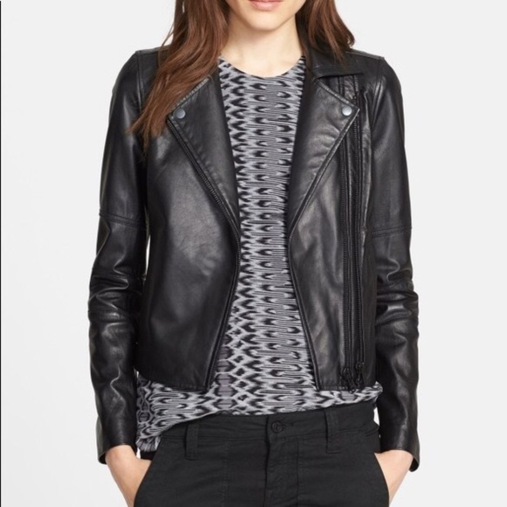 Joie “Davey” Caviar Black 100% Leather Jacket